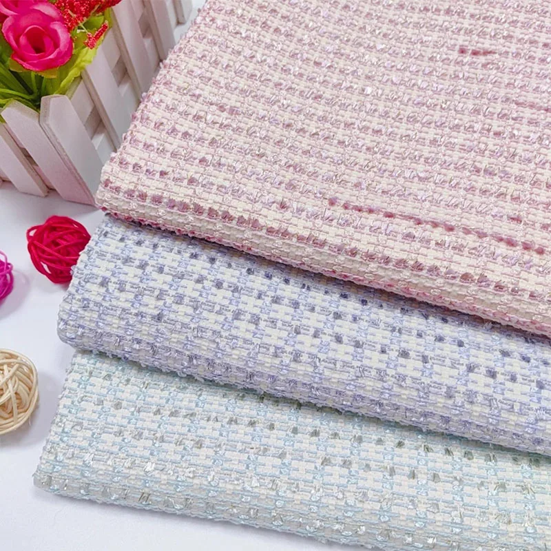 

Твидовая ткань розового цвета, окрашенная в пряжку, для женщин, осенняя куртка, платье, костюмное пальто, сумочка, ткань «сделай сам» для шитья