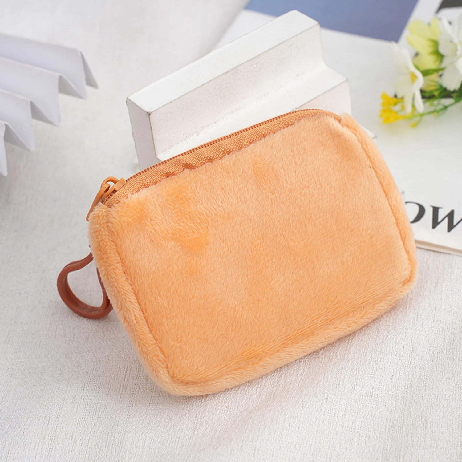 Korean Mini Fashion Square Zipper Coin Purse Women's Thin and Short Handbag Card Package Coin Bag Cute Purse Key Earphone Pouch