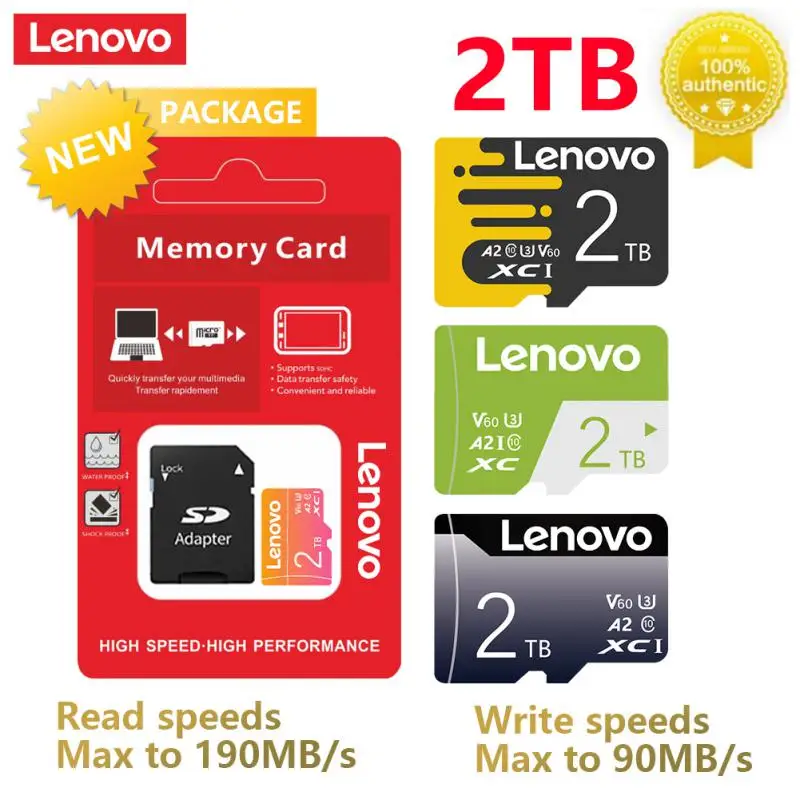 Lenovo New Sd Memory Card 2Tb Sd/Tf Flash Card Mini Sd Card Uhs-1 Flash Memory Card Con Pacchetto Adattatore Sd Gratuito Per Tablet Pc