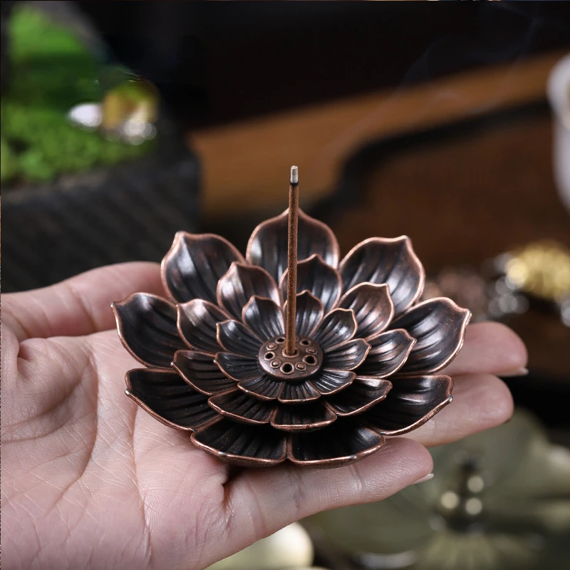 

Incense Burner Reflux Stick Incense Holder Home Buddhism Decoration Coil Censer With Lotus Flower Shape Bronze / Copper Zen Budd