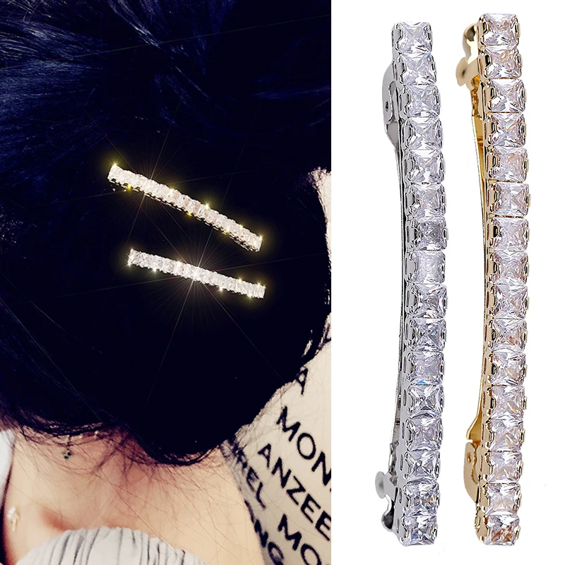 haha HAHA&TOTO New Exquisite Square Zircon Hairclip Barrette for Women Girls Crystals High-end Hairpins Hairgrips Hair Accessories