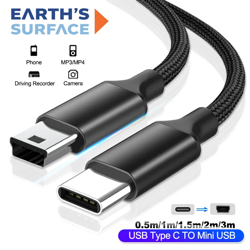 USB-C zu Mini-USB Kabeladapter Typ C Mini-USB Verbindungskabel für Kamera MP4 3 MacBook Pro 5-Pin OTG Lade- und Datensynchronisationskabel