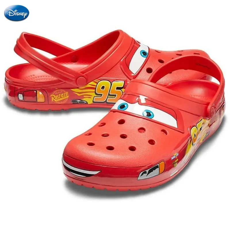 Disney Lightning Mcqueen Pixar Crocs Outdoor Beach Slippers Cute Cartoon Anime Pool Anti Slip Crocs No95 Car Slippers Shoes Toys crocs slippers
