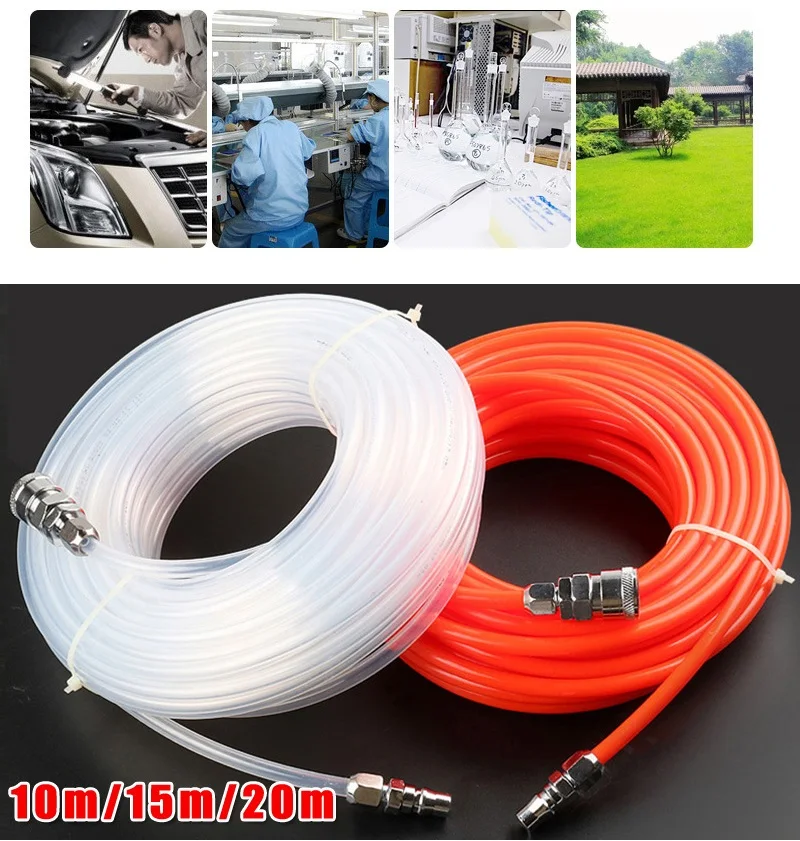 10M 15M 20M Pneumatic Pipe Air Tube Compressor Hose 5x8mm + Connector Straight Tube High Pressure Flexible PE Pipe Air Gun 