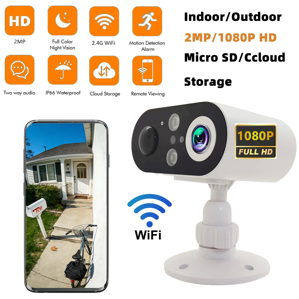 CCTV IP Security Camera Outdoors Waterproof Two-way Audio HD SurveillanceColor Night Vision Surveillance 1080P Camera 1