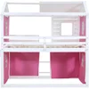 Twin Over Twin Bunk Bed with Tent, Wood Twin Size House Bed Frame, , Pine Wood, MDF House Bunk Bed Pink+White Modern Plywood 6