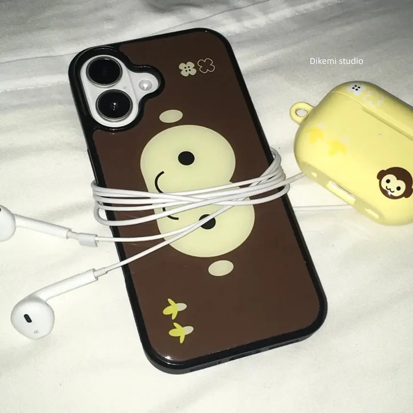 Brown & Yellow Monkey Face Cartoon Cute Korea Ins Phone Case Cover