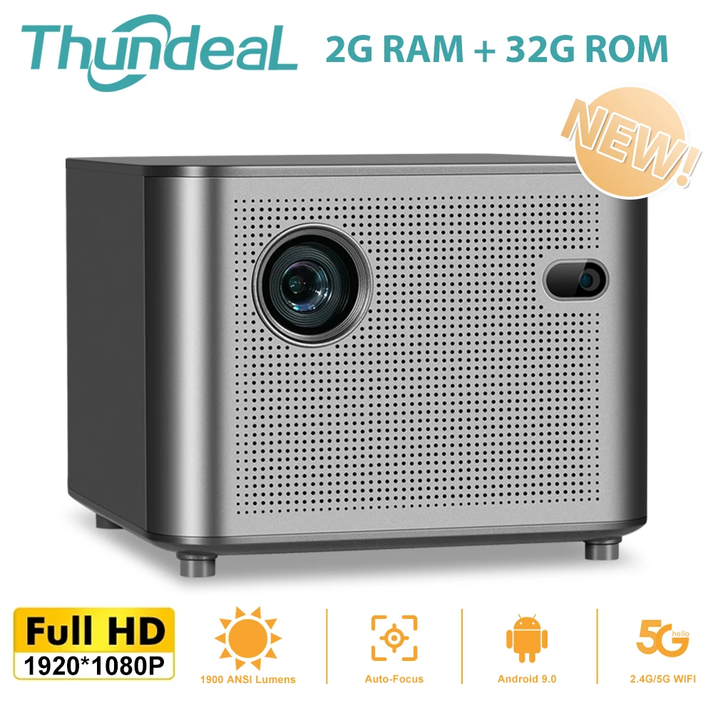 ThundeaL TDD3 DLP 프로젝터, 4K 안드로이드 5G 와이파이 프로젝터, 미니 휴대용 홈 시어터 시네마 2 + 32G ROM, 1080P 3D 스마트 비디오 비머