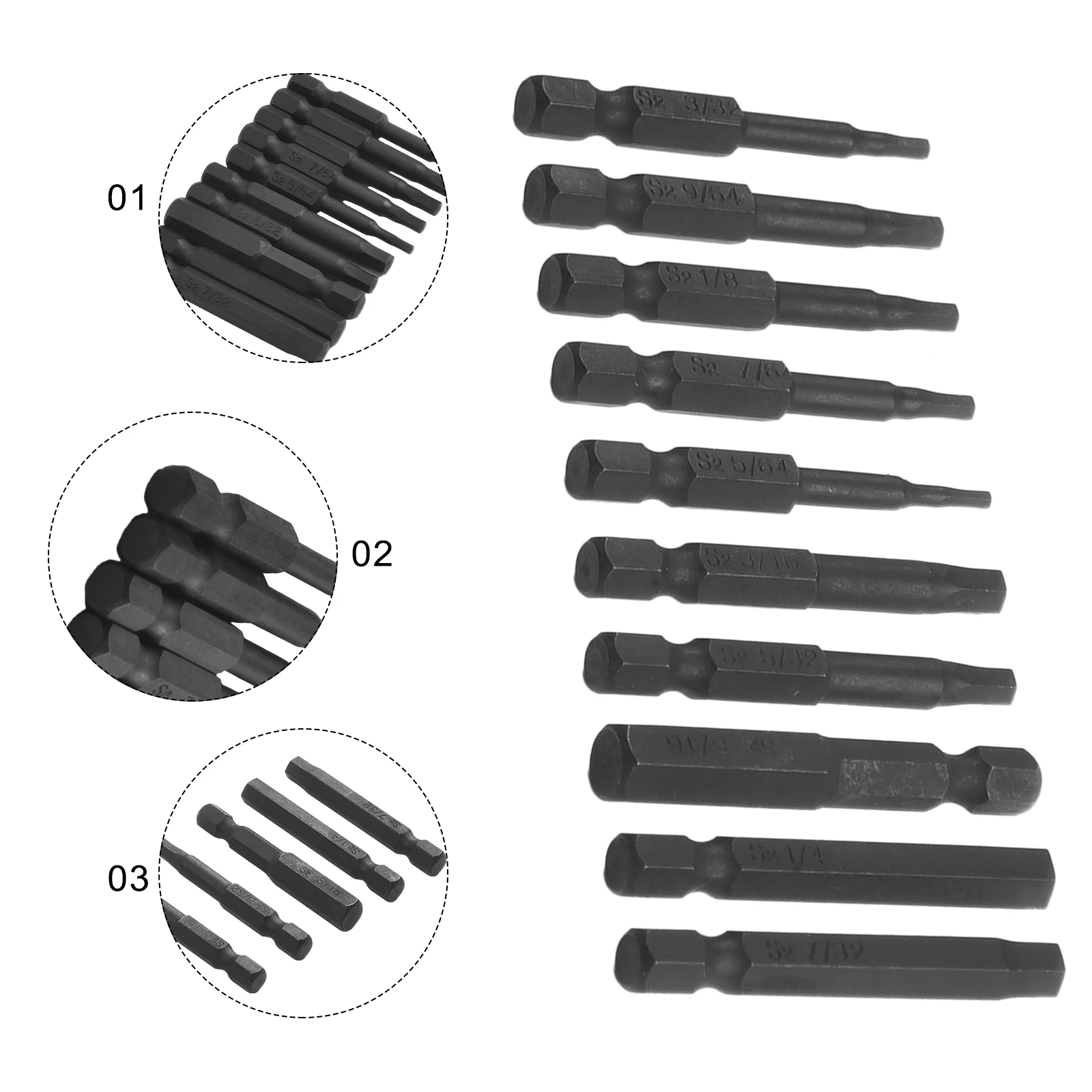 

10pcs 50mm Magnetic Hex Screwdriver Bit 1/4Inch Shank For Attach Electric Screwdriver Air Drill Hex Screw Disassembly