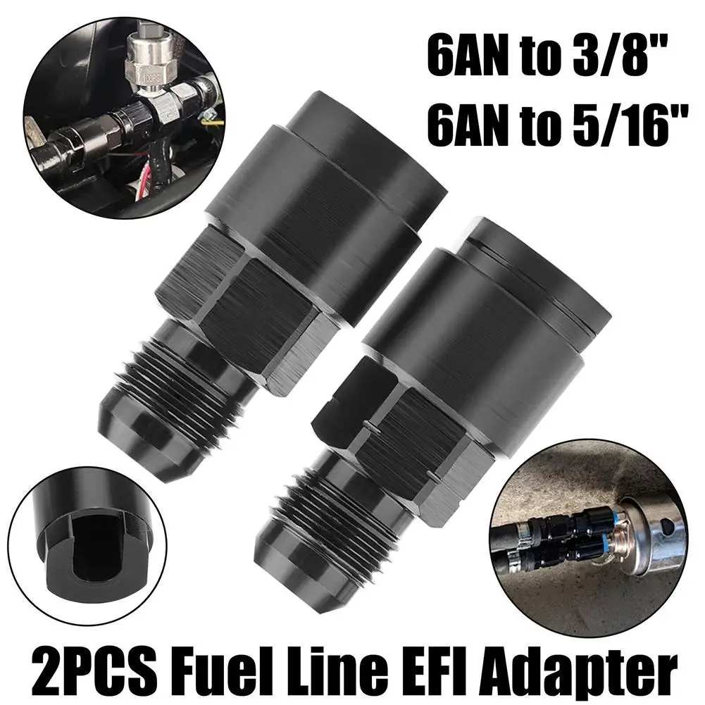

2Pcs Fuel Line Rail EFI Adapter Fittings Feed/Return AN6 To 3/8" 5/16" Quick Connect Threaded EFI Connector