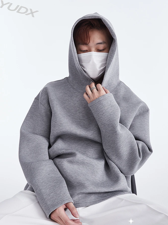 

YUDX Miyake Space Cotton Silhouette Hooded Sweatshirt Men's and Women's Thickened Couple Sports Long Sleeve Tops Men's Clothes