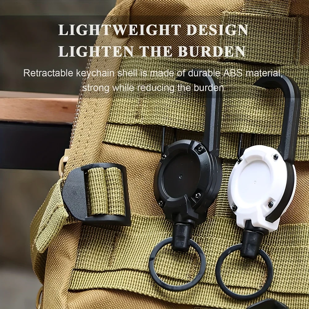 Outdoor camping tactical easy-to-pull buckle telescopic buckle wire rope multi-functional keychain camping rebound