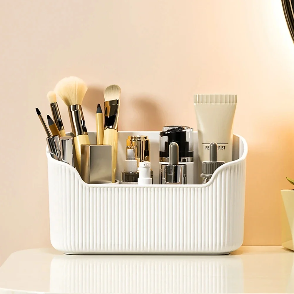 Description Picture 4 of itemMatte Cosmetic Organizer Bathroom Bedroom Desktop Storage Box For Make Up Lipstick Perfume Skincare Cosmetic Tray Built-in Box