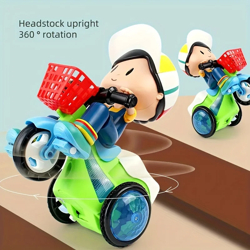 Robot giocattolo per bambini, macchinine acrobatiche girevoli, tricicli elettrici danzanti, motociclette per bambini, giocattolo a cartoni animati, giocattolo interattivo con musica e luci_voghion.com