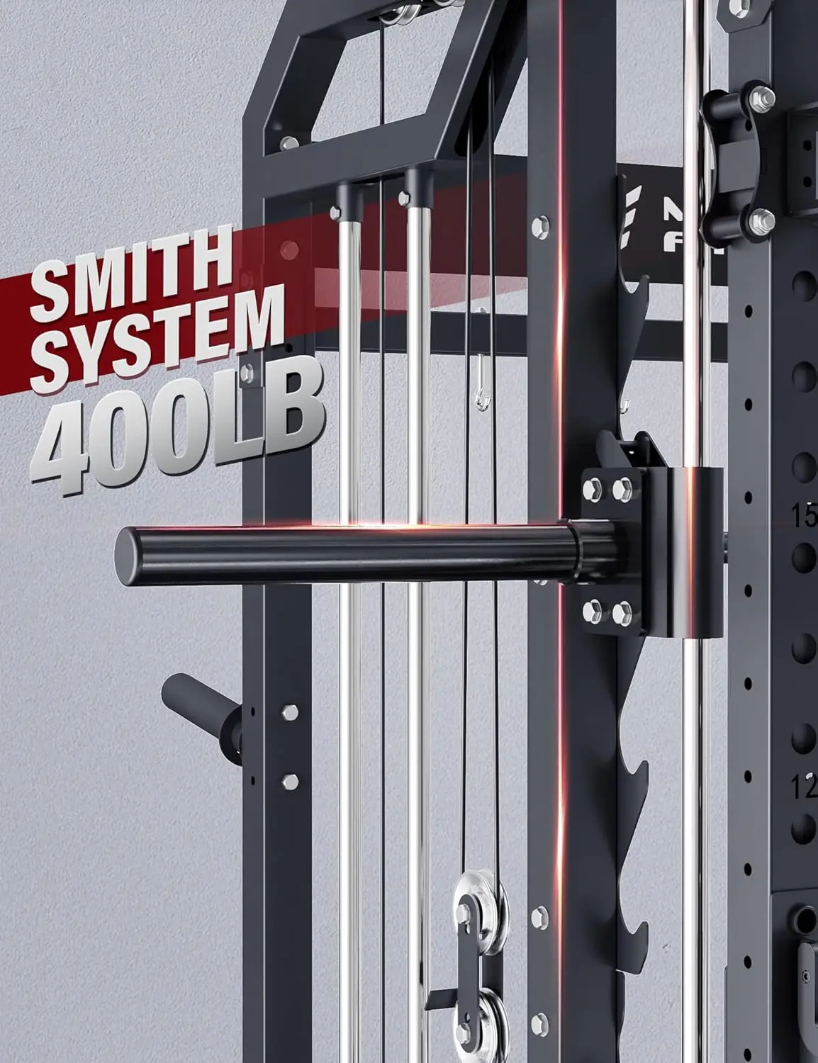 Smith Machine Home Gym Squat Rack Pulley Bar Dual LAT Pull-Down Cable Crossover Full Body Workout 300lb, Custom 2