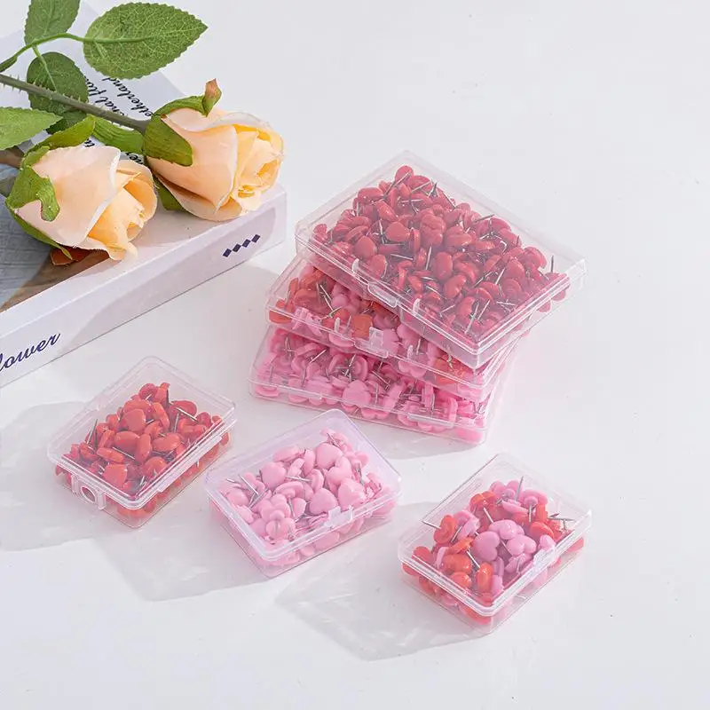 하트 모양 50팩 플라스틱 고품질 코르크 보드 안전 컬러 압정 사무실 학교 용품