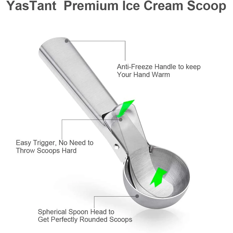 Stainless Steel Solid Ice Cream Scoop Easy To Use And Clean Trigger Frostproof Handle Frozen Yogurt Ice Cream Dessert Store