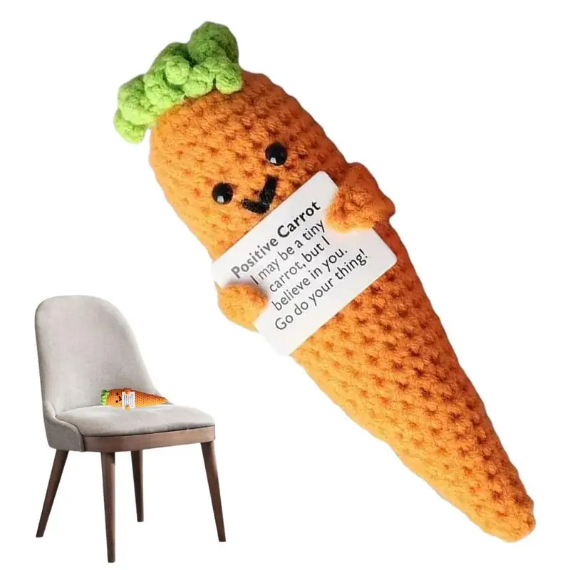 

Emotional Support Carrot Handmade Crochet Funny Knitted Carrot Toys 16Cm/6.3Inch Birthday Cheer Up Gifts Mini Knit Vegetable