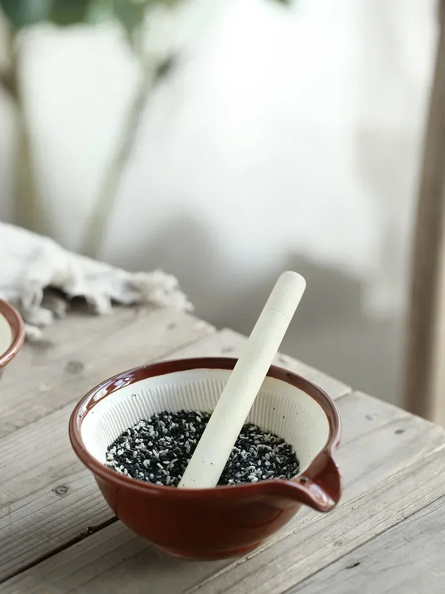 일본 수제 세라믹 그라인딩 볼 주방 마시 도구 마늘 다지기 마늘 참깨 분쇄기