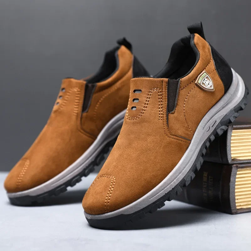 

2024 Men's Slip-on Shoes Breathable Casual Sports Shoe Outdoor Hiking Shoes Walking Shoes for Men Hand Stitching Mesh Sneakers