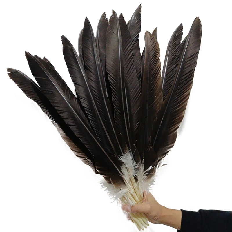 10Pcs/Lot Natural Eagle Feathers for Crafts 40-60cm/16-24 Big Black Feather  Decor Party Carnival accessories Plumes Decoration