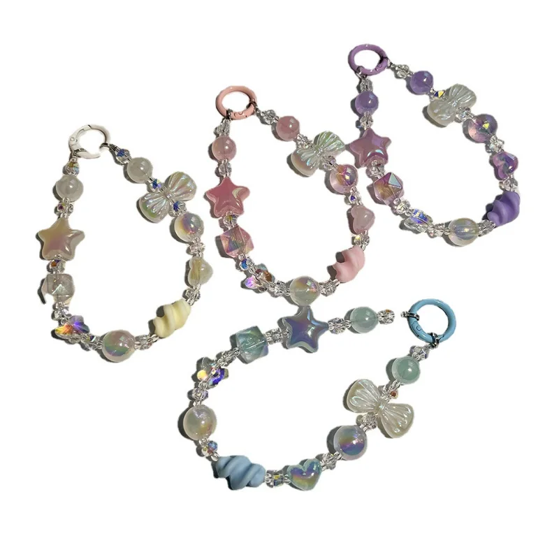 Luminous Bowknot Star Heart Bracelet Phone Strap - Kawaii Charm Phone Accessory