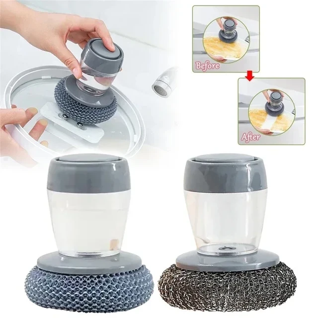 Kitchen Soap Dispensing Palm Brush Automatic Liquid Adding Pot