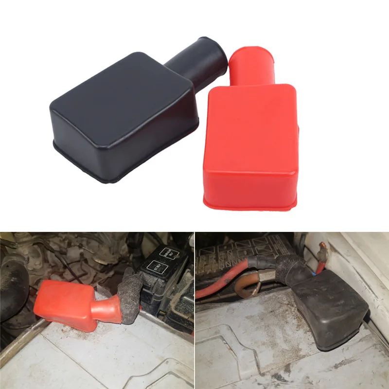 2pcs Car Battery Terminal Covers Positive Negative Top Post Cap Protection Insulate Case Battery Wire Connectors Rubber Caps battery terminal cover