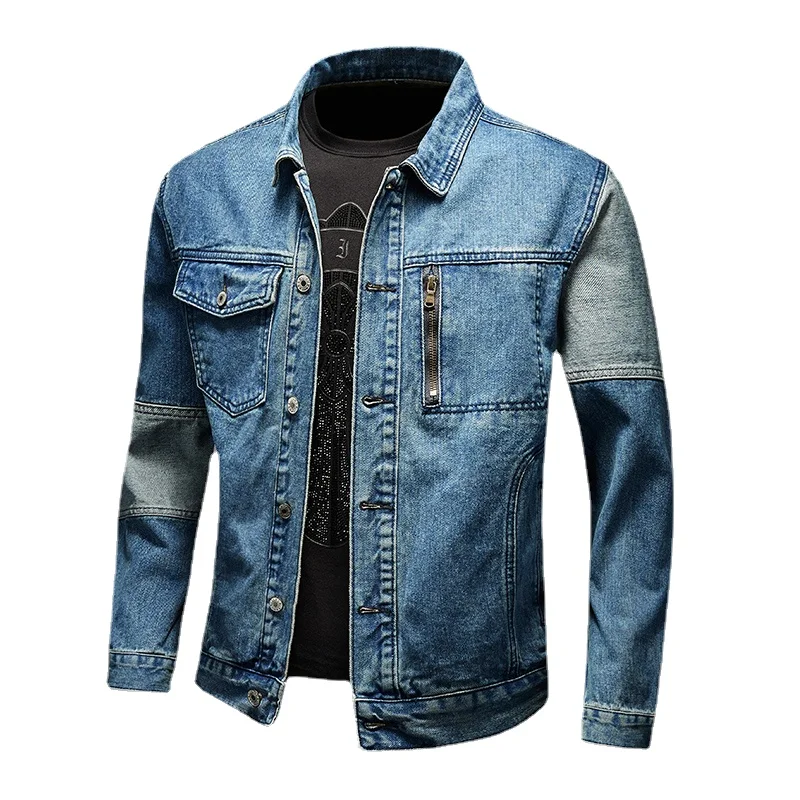 

Куртка мужская джинсовая, повседневная одежда, модная Свободная джинсовая верхняя одежда в корейском ретро стиле, осень-весна