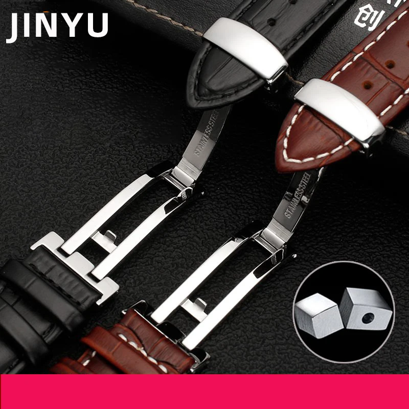 Genuine Leather Watch Band Bracelet Strap, 20mm 22mm, Black Brown