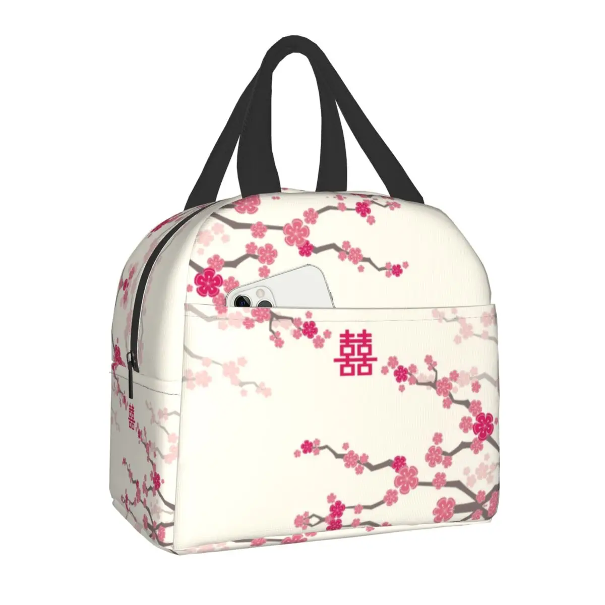 Japanese Sakura Cherry Blossoms Insulated Lunch Bags for Women Resuable Thermal Cooler Flowers Bento Box Kids School Children for lunch bag,bento bag,cooler bag