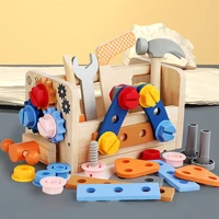 Kids Tool Set Wooden Educational STEM Construction Montessori Toys Role Play Interactive Games for Kid Portable Storage Tool Box 2