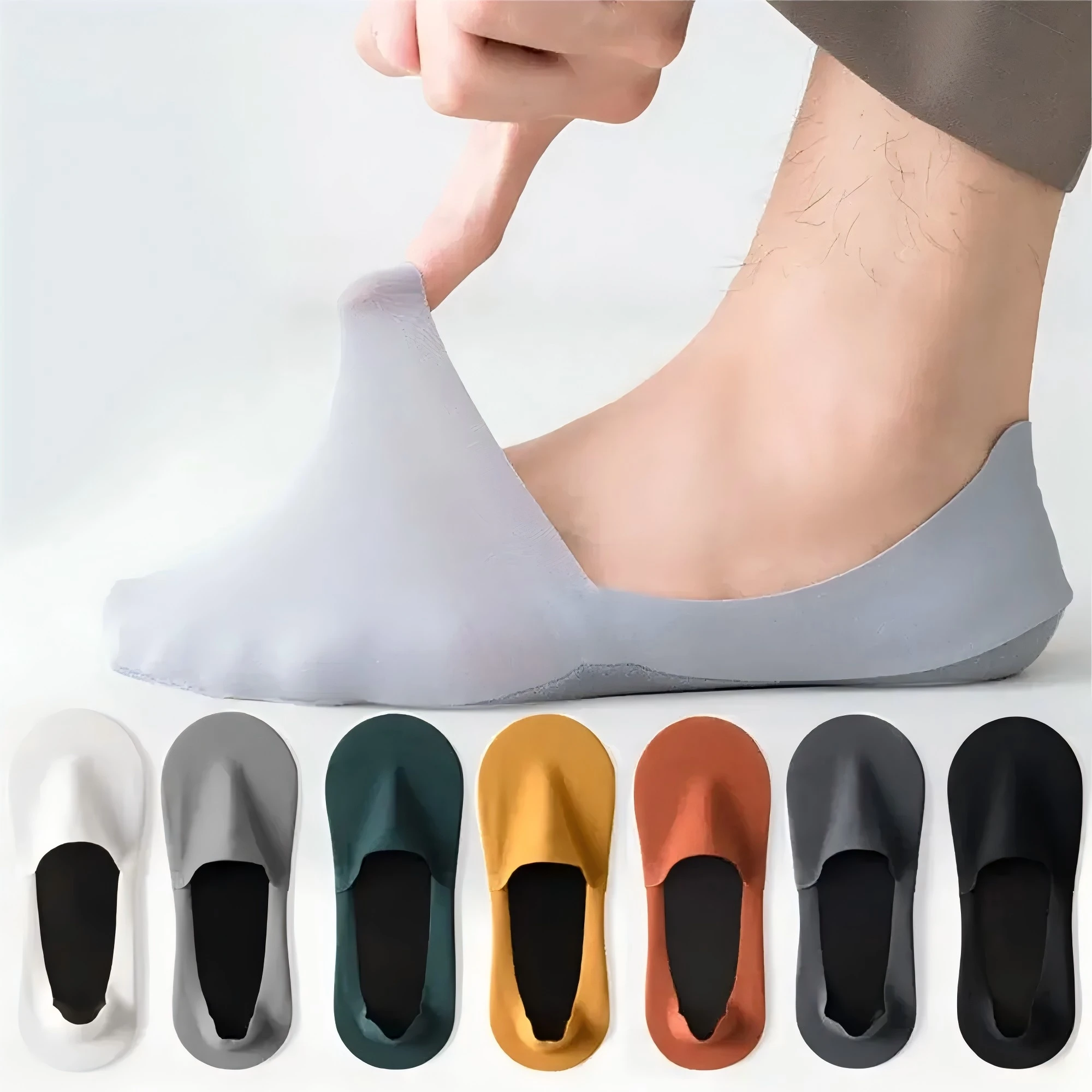 Boat Socks HSS 5 Pairs/Lot Men Boat Socks Cotton Deodorant Sweat Absorption Summer Sock Thin Breathable Silicone Non-slip Silk Socks