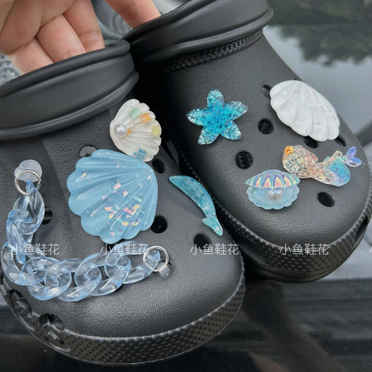 Flip Flops Crocs Jibbitz Aesthetic Blue Sea Set Lovely Charms For