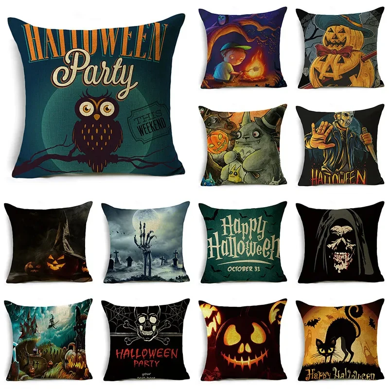 

Horror Tomb Cover Sofa Bedroom Halloween Theme Coushion Covers Linen Funny Pumpkin Pillow Case Holiday Party Decors DF747