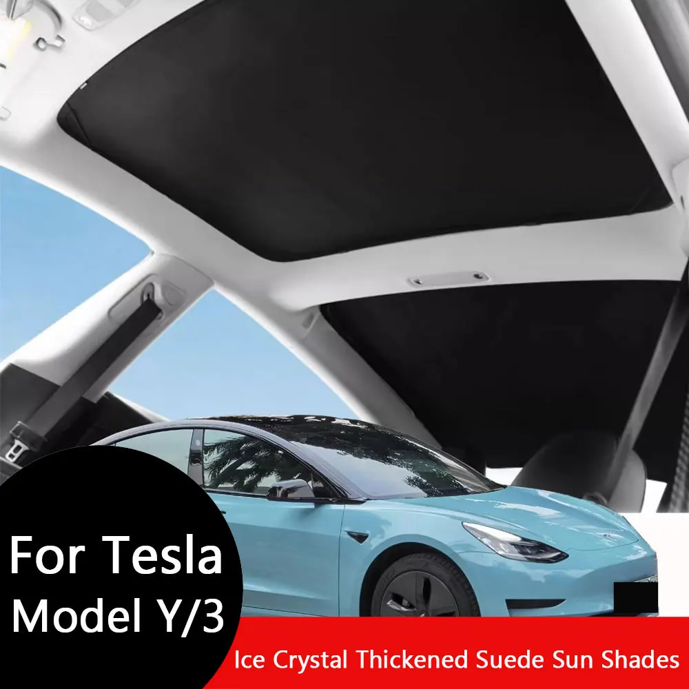 Sonnenschutz für Tesla Model 3 Highland Model Y 2017-2026, Eistuch-Schnallen-Sonnenschutz für Glas, Vorder- und Heckscheibe, Schiebedach-Zubehör