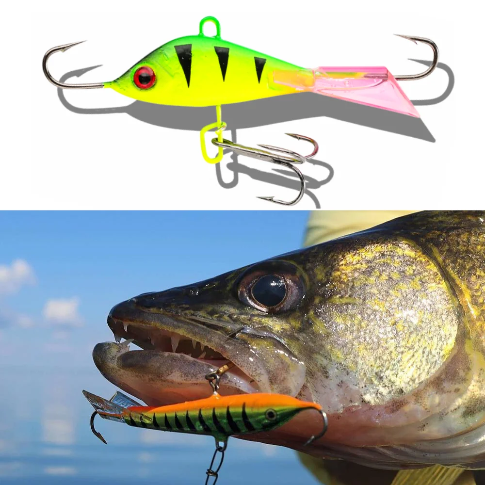 TSUYOKI Winter Eisfischen Köder 50mm/10g 55mm/15g Balancer Sinking Rattlin Köder Jigging Rap Angelgerät für Hecht Walleyes