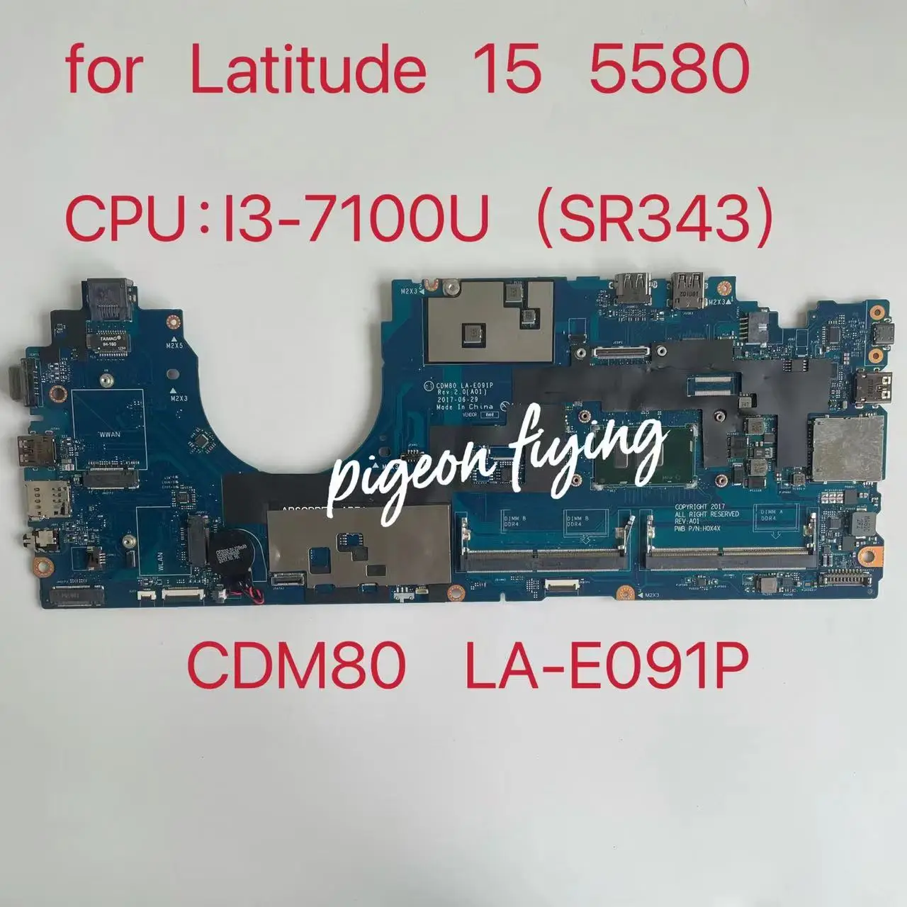

Материнская плата CDM80 LA-E091P для ноутбука Latitude 15 5580 E5580 CPU:I3-7100U SR343 DDR4 CN-0PF39V PF39V материнская плата