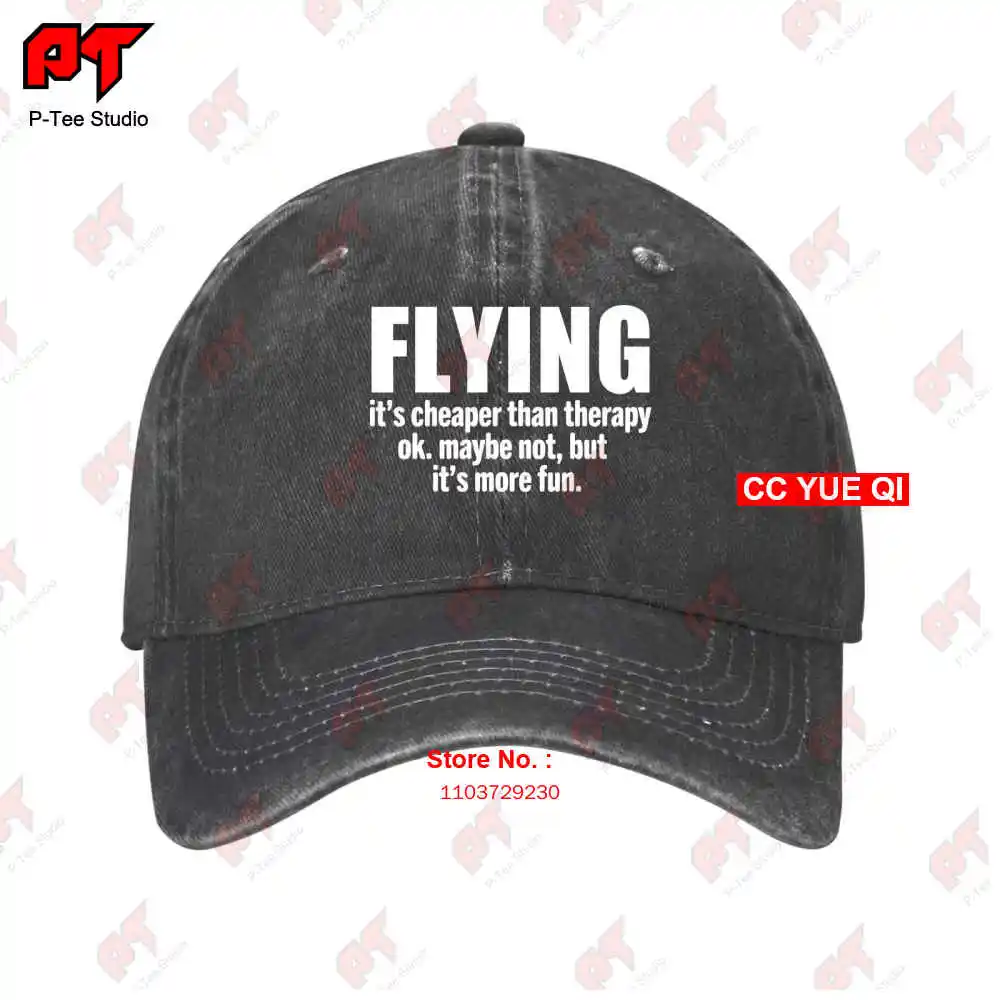 

Flying It'S Cheaper Than Therapy Pilot Plane Fly Airplane Baseball Caps Truck Cap TNBC