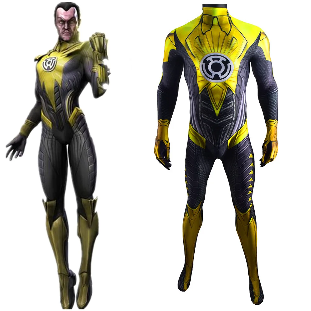 

Thaal Sinestro Superhero Cosplay Costume Spandex Zentai Suits Superhero Bodysuit Jumpsuit Halloween Costume Cosplay Adult Kids