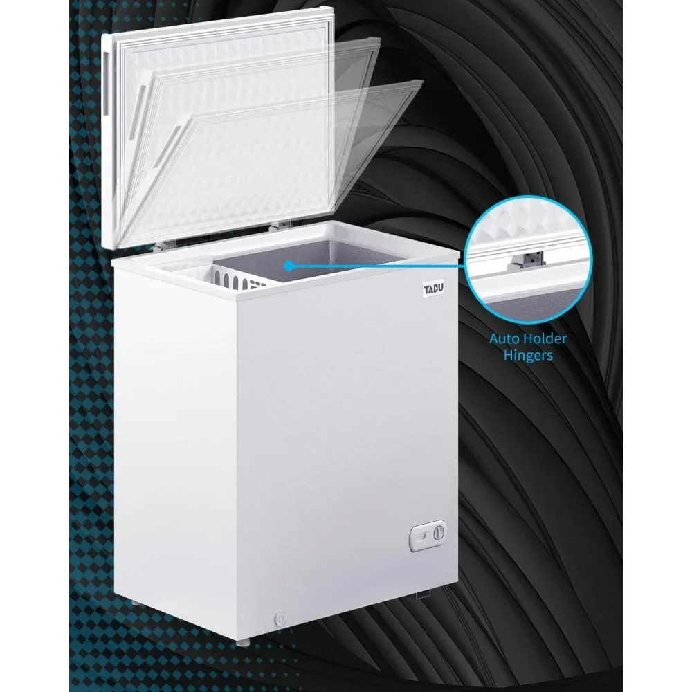 Large Chest Freezer,  7 Level Adjustable Temperature, Deep Freezer with Removable Storage Basket with Top Open Door,White 3