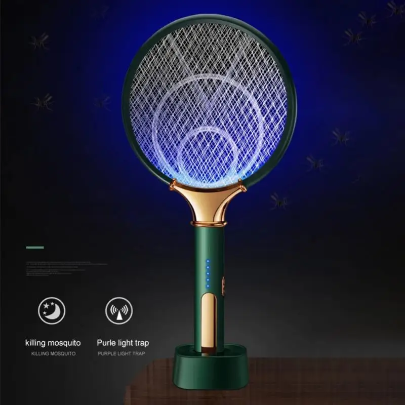 2 In 1 Racchetta Elettrica Per Zanzare Usb Ricaricabile Con Led Uv Light Trap Bug Killer Racket 3000V Fly Repellent