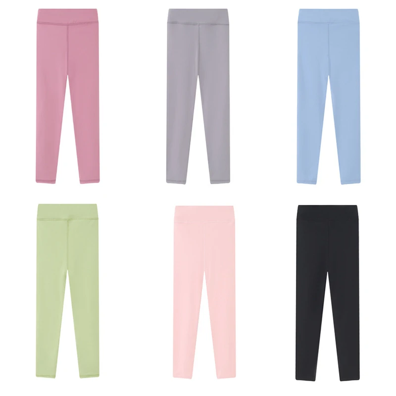 Girls High Waist Naked Feeling Leggings Push Up Sport Running Yoga Pants Seamless Skinny Pants
