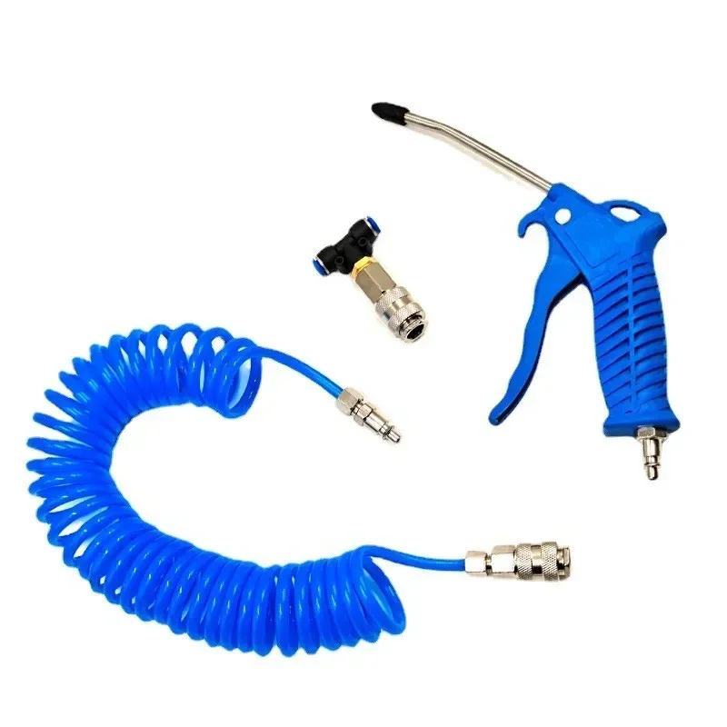 4x6mm Heavy Duty Air Dust Blow Gun Kit, 50cm Long Pneumatic Coiled TPU Hose Air Duster Gun Remover for Air Compressor 4