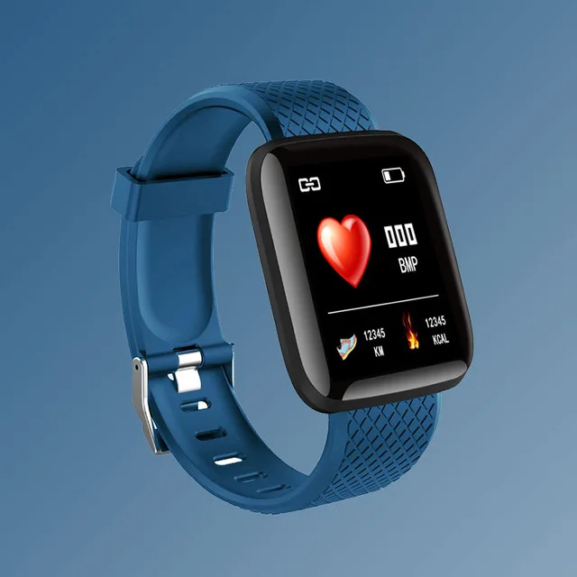 Digital Smart Sport Watch Men's Watches Led Electronic Wristwatch Women Bluetooth Male Fitness Message Heart Rate Body Sleep Kid Blue 116Plus