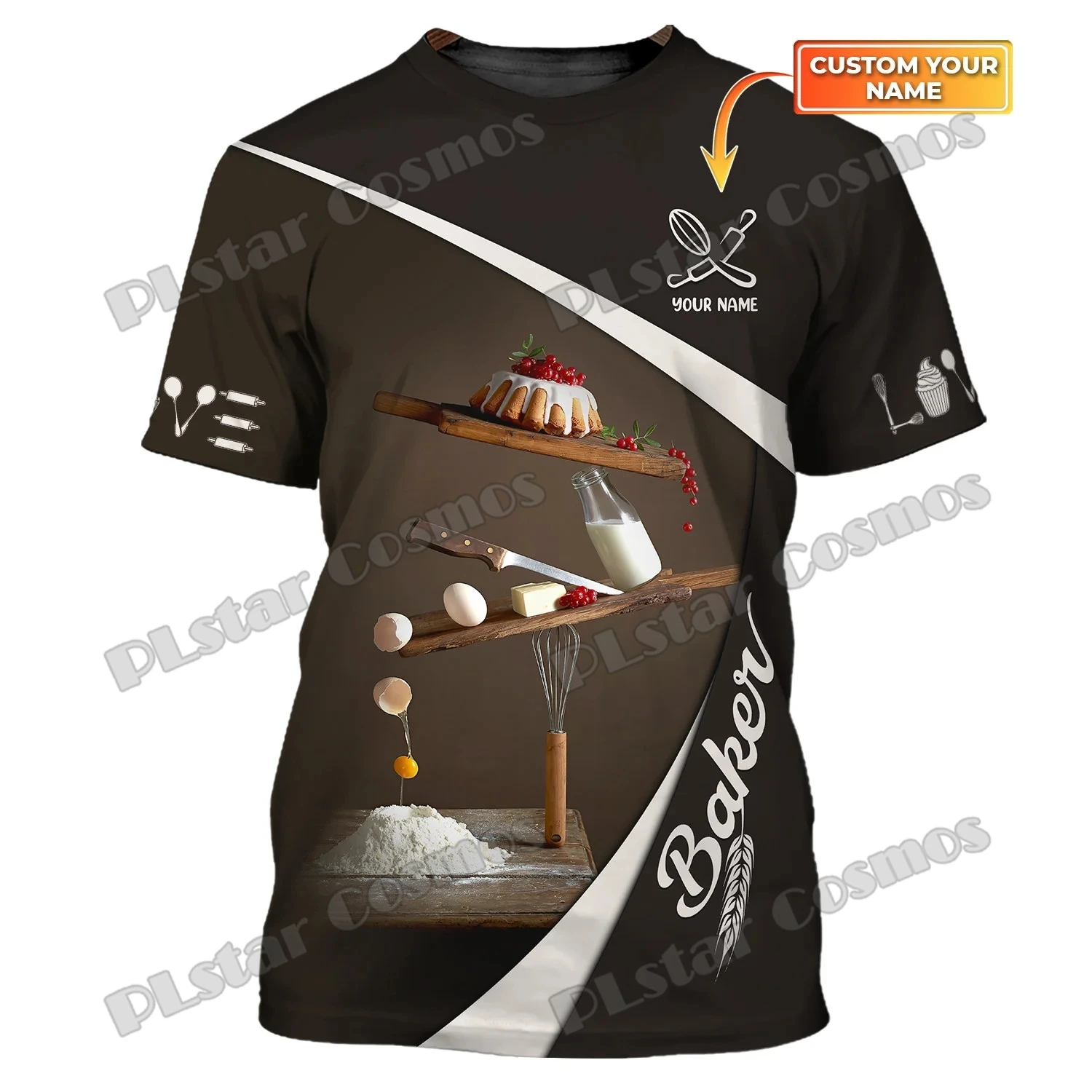 Sommer neuesten Herren T-Shirt Konditor Hemd Bäcker benutzer definierten Namen 3d gedruckt T-Shirt Unisex lässig cool T-Shirt Kuchen Liebhaber dw214 – Detail 11