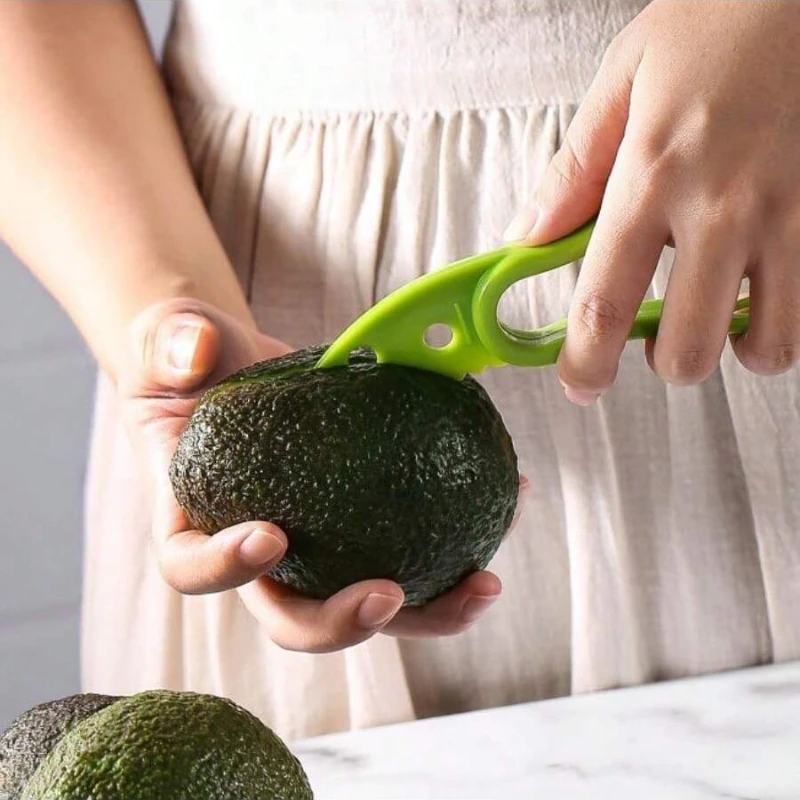 3 In 1 Multi-Function Avocado Peeler Pulp Separator Plastic Orange Kiwi Fruit Peeler Knife Cutter Household Kitchen Accessories