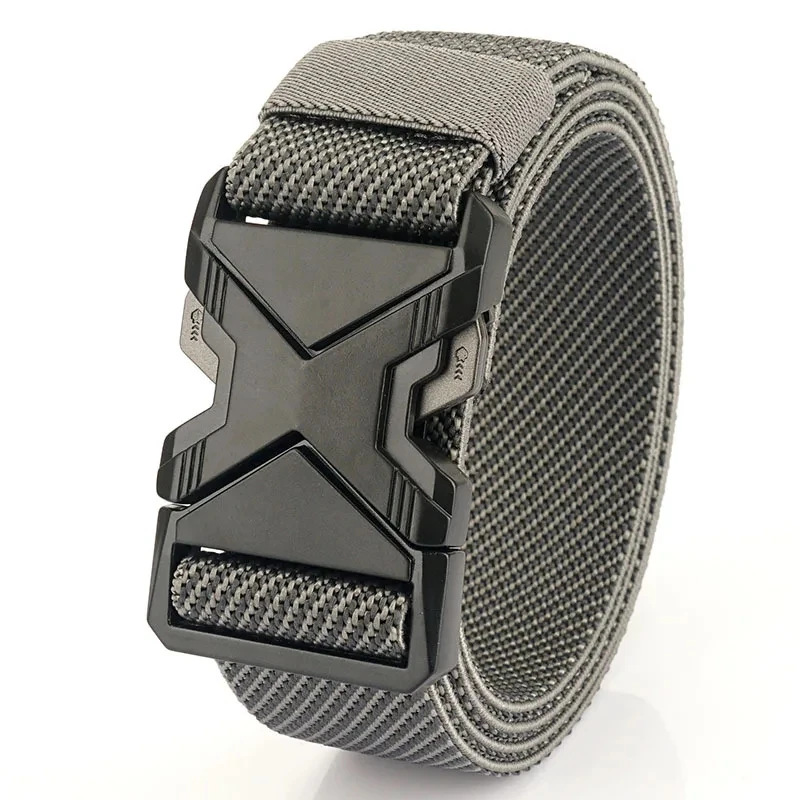 

New Quick Release Metal Pluggable Buckle Tactical Belt Breathable Elastic Military Belts For Men Stretch Pants Waistband Hunting