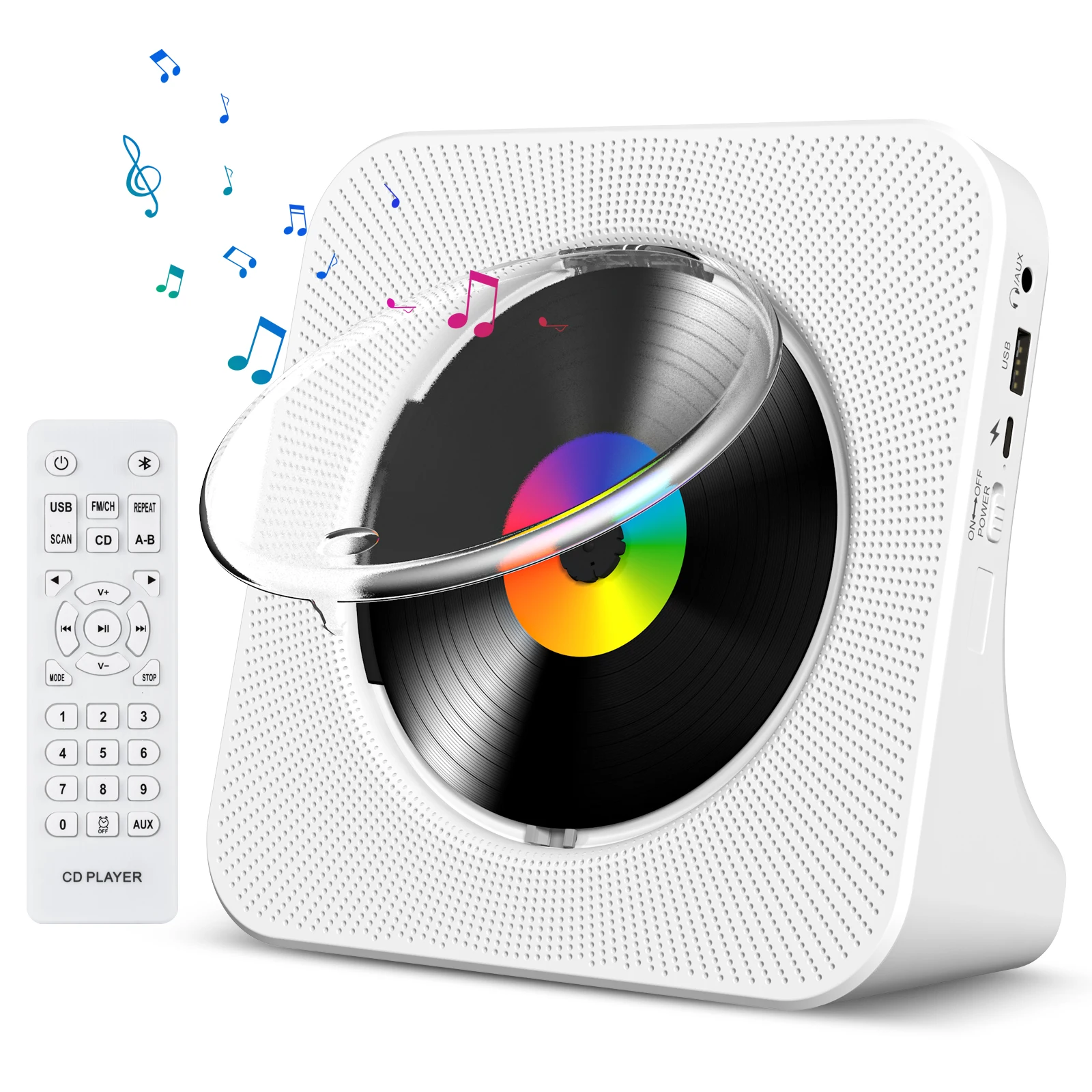 Gueray Bluetooth CD Player for Home Desktop CD Player Bulit-in Double HiFi Speakers AUX&Headphone Jack FM Radio portable cd player