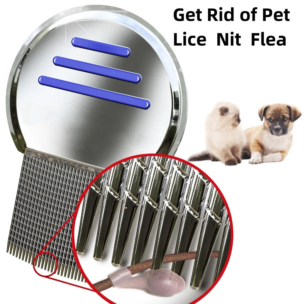 

Stainless Steel Flea Comb Dogs Lice Combs and Head Lice Nit Comb Flea Combs for dog cat Kid Adult Threaded Comb Grooming tooth
